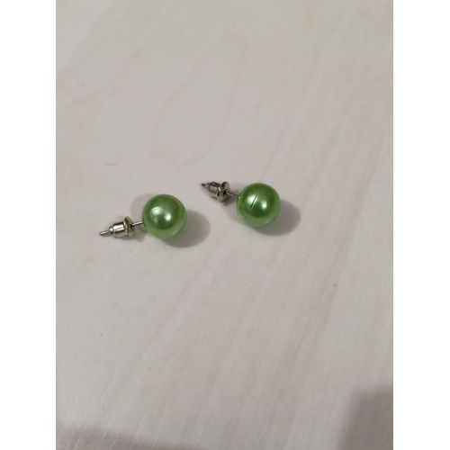 Boucles D'oreilles Fantaisie Perle Vert Clair