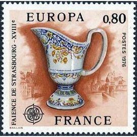 Timbre France 1976 Oblitéré Europa - Faïence De Strasbourg Xviiième Siècle 0.80 Yt1877