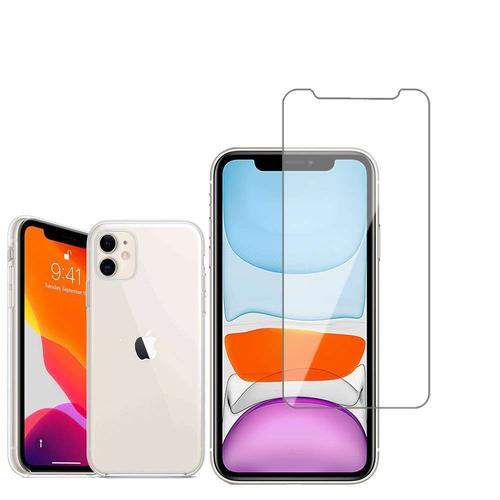 Coque Silicone Pour Apple Iphone 11 6.1" Gel Ultraslim Et Ajustement Parfait - Transparent + 1 Film Verre D'aluminium Super Résistant 9h - Transparent