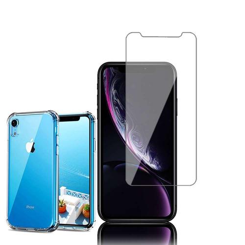 Coque Silicone Tpu Souple Pour Apple Iphone Xr (2018) 6.1" Anti-Choc Ultra Résistant Avec Coins Renforcés - Transparent + 1 Film Verre D'aluminium Super Résistant 9h - Transparent