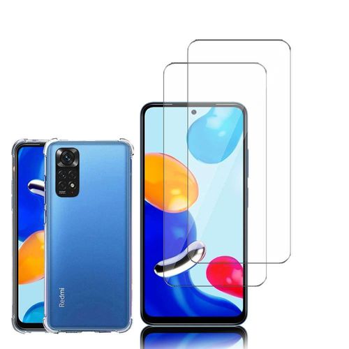 Coque Silicone Tpu Souple Pour Xiaomi Redmi Note 11/ Note 11s 6.43" Anti-Choc Ultra Résistant Avec Coins Renforcés - Transparent + 2 Films Verre D'aluminium Super Résistant 9h - Transparent