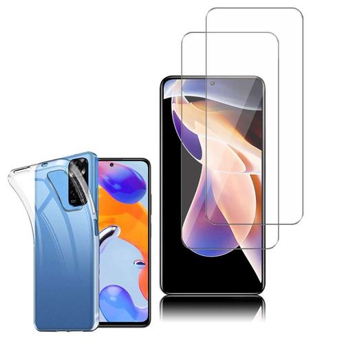 Coque Silicone Pour Xiaomi Redmi Note 11 Pro/ Note 11 Pro 5g 6.67" Gel Ultraslim Et Ajustement Parfait - Transparent + 2 Films Verre D'aluminium Super Résistant 9h - Transparent