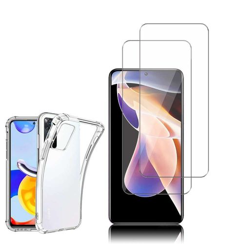 Coque Silicone Tpu Souple Pour Xiaomi Redmi Note 11 Pro/ Note 11 Pro 5g 6.67" Anti-Choc Ultra Résistant Avec Coins Renforcés - Transparent + 2 Films Verre D'aluminium Super Résistant 9h - Transparent