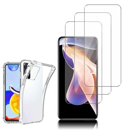 Coque Silicone Tpu Souple Pour Xiaomi Redmi Note 11 Pro/ Note 11 Pro 5g 6.67" Anti-Choc Ultra Résistant Avec Coins Renforcés - Transparent + 3 Films Verre D'aluminium Super Résistant 9h - Transparent