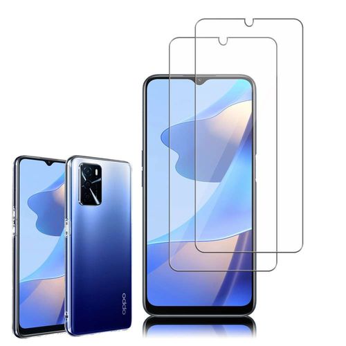 Coque Silicone Pour Oppo A16/ A16s/ A54s 6.52" Gel Ultraslim Et Ajustement Parfait - Transparent + 2 Films Verre D'aluminium Super Résistant 9h - Transparent