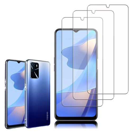 Coque Silicone Pour Oppo A16/ A16s/ A54s 6.52" Gel Ultraslim Et Ajustement Parfait - Transparent + 3 Films Verre D'aluminium Super Résistant 9h - Transparent