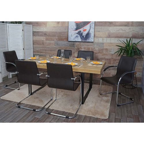 Lot De 6 Chaises De Salle À Manger Samara, Chaise De Cuisine À Piétement Luge, Acier   Brun