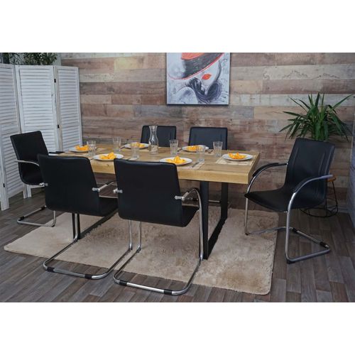 Lot De 6 Chaises De Salle À Manger Samara, Chaise De Cuisine À Piétement Luge Chaise, Acier   Noir
