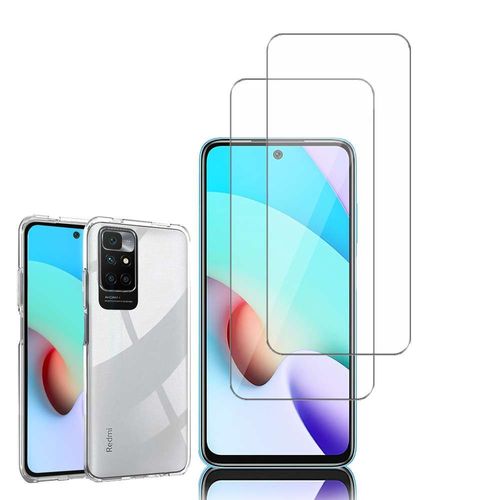 Coque Silicone Pour Xiaomi Redmi 10 6.5" Gel Ultraslim Et Ajustement Parfait - Transparent + 2 Films Verre D'aluminium Super Résistant 9h - Transparent