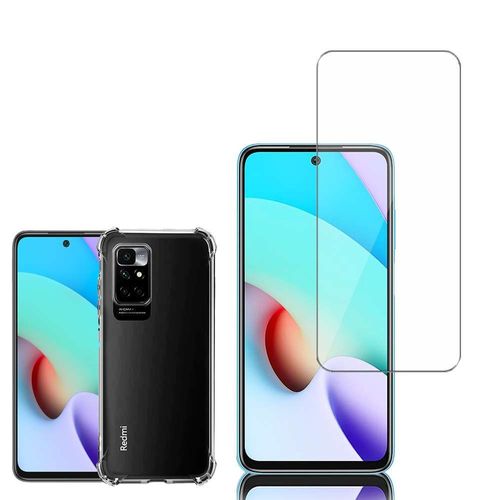 Coque Silicone Tpu Souple Pour Xiaomi Redmi 10 6.5" Anti-Choc Ultra Résistant Avec Coins Renforcés - Transparent + 1 Film Verre D'aluminium Super Résistant 9h - Transparent