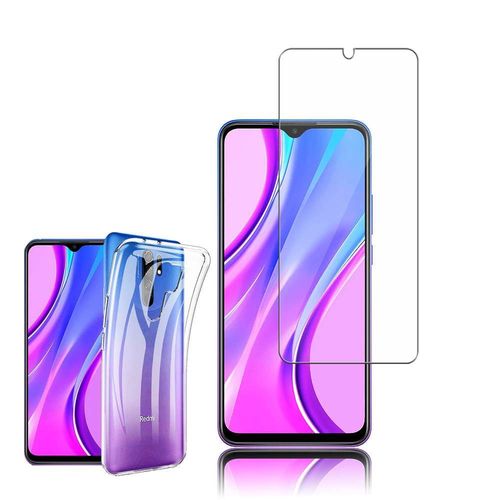 Coque Silicone Pour Xiaomi Redmi 9 6.53" Gel Ultraslim Et Ajustement Parfait - Transparent + 1 Film Verre D'aluminium Super Résistant 9h - Transparent