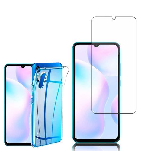 Coque Silicone Pour Xiaomi Redmi 9a 6.53" Gel Ultraslim Et Ajustement Parfait - Transparent + 1 Film Verre D'aluminium Super Résistant 9h - Transparent