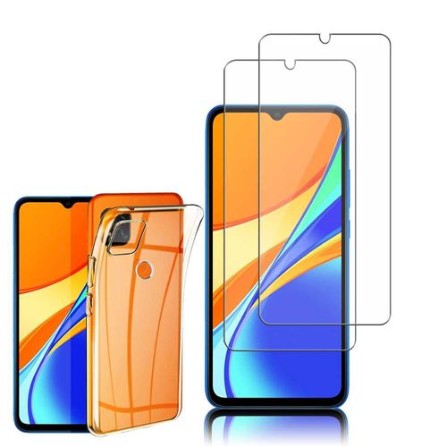 Coque Silicone Pour Xiaomi Redmi 9c/ 9c Nfc/ Redmi 9 (India) 6.53" Gel Ultraslim Et Ajustement Parfait - Transparent + 2 Films Verre D'aluminium Super Résistant 9h - Transparent