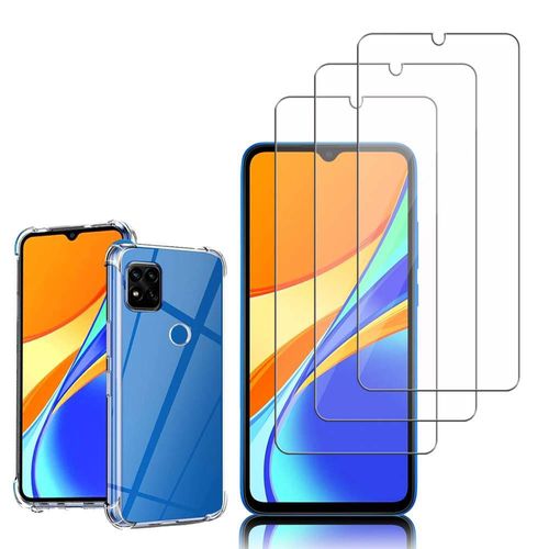 Coque Silicone Tpu Souple Pour Xiaomi Redmi 9c/ 9c Nfc/ Redmi 9 (India) 6.53" Anti-Choc Ultra Résistant Avec Coins Renforcés - Transparent + 3 Films Verre D'aluminium Super Résistant 9h - Transparent