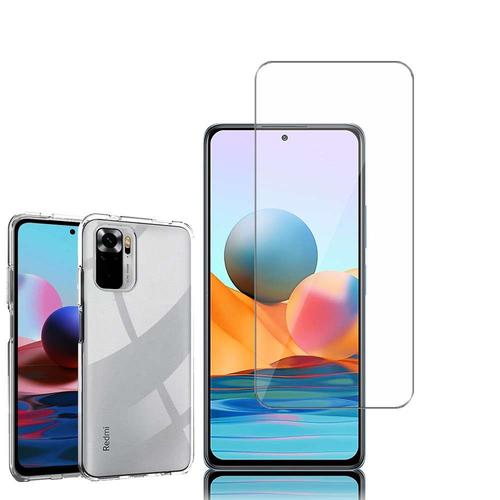 Coque Silicone Pour Xiaomi Redmi Note 10 Pro 6.67" Gel Ultraslim Et Ajustement Parfait - Transparent + 1 Film Verre D'aluminium Super Résistant 9h - Transparent