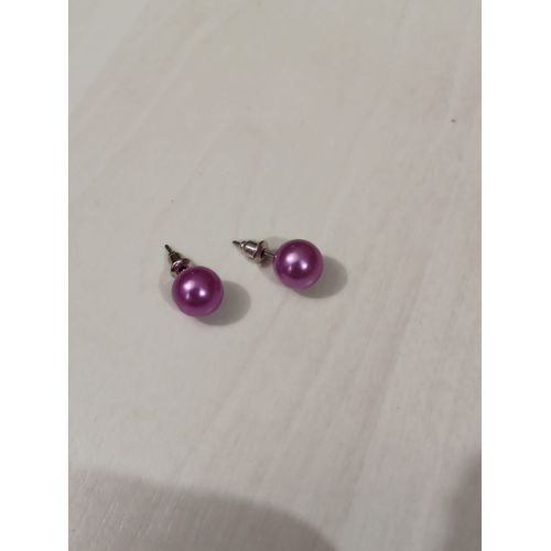 Boucles D'oreilles Fantaisie Perle Violet