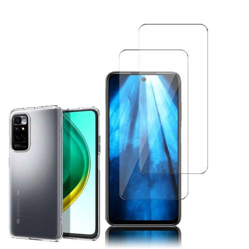 Coque Silicone Pour Xiaomi Redmi 10 Prime 6.5" Gel Ultraslim Et Ajustement Parfait - Transparent + 2 Films Verre Nano Fléxible - Transparent