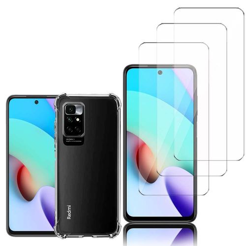 Coque Silicone Tpu Souple Pour Xiaomi Redmi 10 Prime 2022 6.5" Anti-Choc Ultra Résistant Avec Coins Renforcés - Transparent + 3 Films Verre Nano Fléxible - Transparent