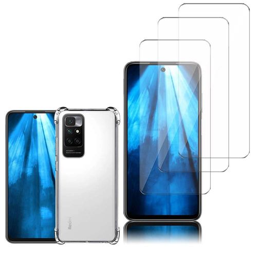 Coque Silicone Tpu Souple Pour Xiaomi Redmi 10 Prime 6.5" Anti-Choc Ultra Résistant Avec Coins Renforcés - Transparent + 3 Films Verre Nano Fléxible - Transparent