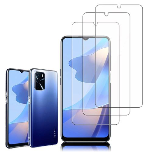 Coque Silicone Pour Oppo A16/ A16s/ A54s 6.52" Gel Ultraslim Et Ajustement Parfait - Transparent + 3 Films Verre Nano Fléxible - Transparent