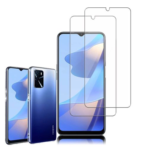 Coque Silicone Pour Oppo A16/ A16s/ A54s 6.52" Gel Ultraslim Et Ajustement Parfait - Transparent + 2 Films Verre Nano Fléxible - Transparent
