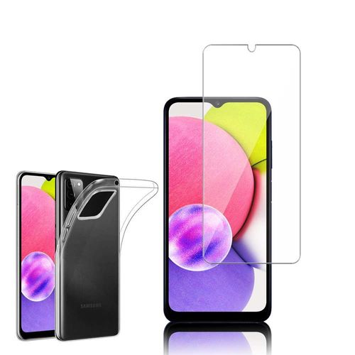 Coque Silicone Pour Samsung Galaxy A03s 6.5" Gel Ultraslim Et Ajustement Parfait - Transparent + 1 Film Verre Nano Fléxible - Transparent