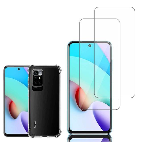 Coque Silicone Tpu Souple Pour Xiaomi Redmi 10 6.5" Anti-Choc Ultra Résistant Avec Coins Renforcés - Transparent + 2 Films Verre Nano Fléxible - Transparent
