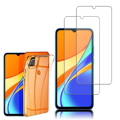 Coque Silicone Pour Xiaomi Redmi 9c/ 9c Nfc/ Redmi 9 (India) 6.53" Gel Ultraslim Et Ajustement Parfait - Transparent + 2 Films Verre Nano Fléxible - Transparent