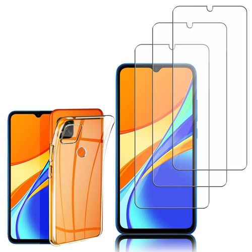 Coque Silicone Pour Xiaomi Redmi 9c/ 9c Nfc/ Redmi 9 (India) 6.53" Gel Ultraslim Et Ajustement Parfait - Transparent + 3 Films Verre Nano Fléxible - Transparent