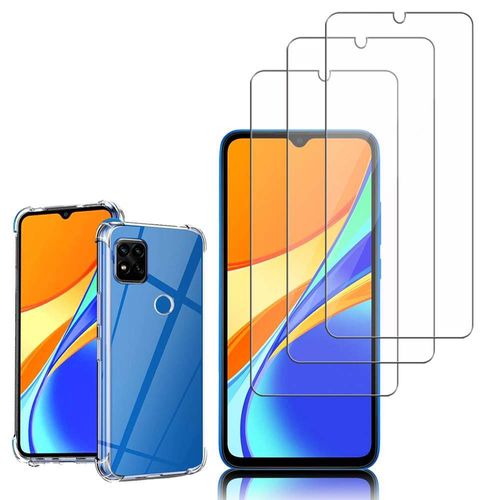 Coque Silicone Tpu Souple Pour Xiaomi Redmi 9c/ 9c Nfc/ Redmi 9 (India) 6.53" Anti-Choc Ultra Résistant Avec Coins Renforcés - Transparent + 3 Films Verre Nano Fléxible - Transparent