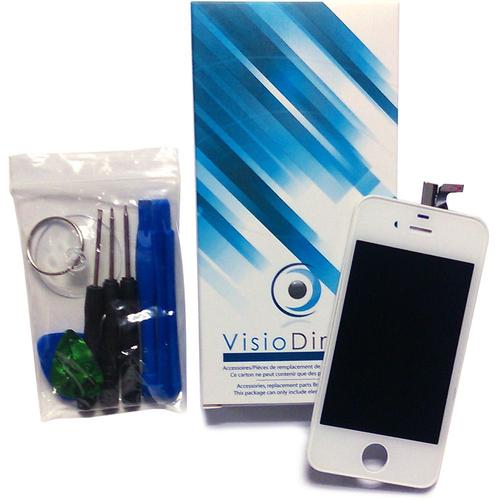 Visiodirect® Ecran Complet Pour Iphone 4 Blanc Vitre Tactile + Ecran Lcd Sur Chassis + Outils