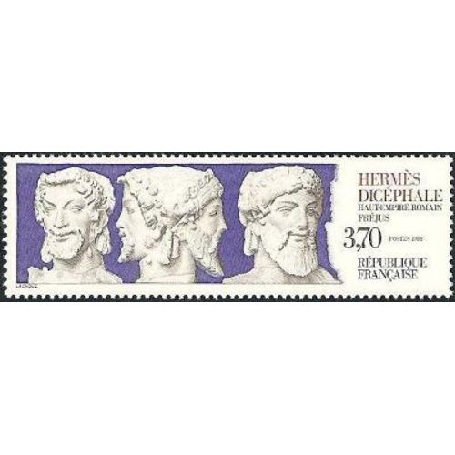 Timbre France 1988 Oblitéré - Hermès Dicéphale (Haut Empire Romain) Fréjus - 3.70 Yt2548