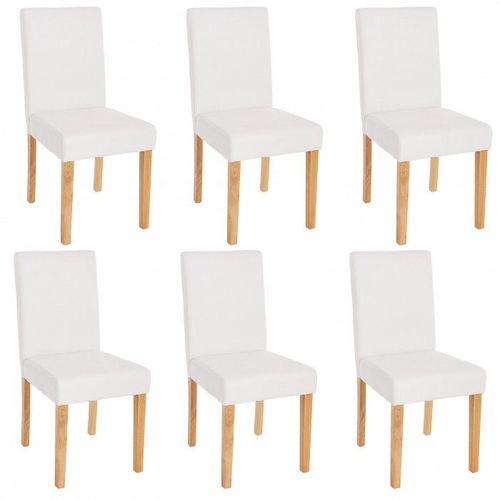 Lot De 6 Chaises De Salle À Manger Simili-Cuir Blanc Mat Pieds Clairs Cds04238
