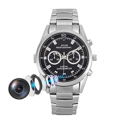 Montre Caméra Espion HD 1080p Vision Nuit Détection Mouvement Audio Vidéo ROM 32 Go Argent YONIS