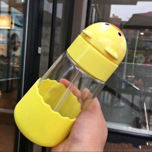 couleur canard jaune Biberons en verre de 320ML pour bébés, sans BPA, anti-coliques, avec paille, pour nourrissons, biberon pour enfants