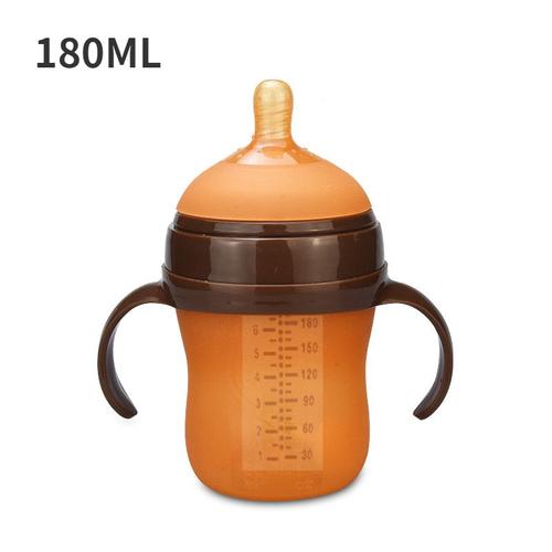 couleur 180ml Biberon en Silicone pour nouveau-né, sans BPA, pour enfant, pour bébé, Anti-coliques, à col large, naturel