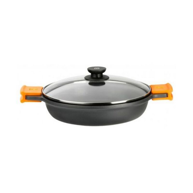 Bra Efficient - Casserole Basse Avec Couvercle En Verre Et Poignées Amovibles En Silicone, 32 Cm, Adaptée À Tous Types De Feux Y Compris Induction Et Four.