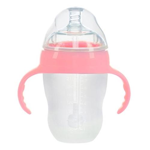couleur 250ML Biberons en Silicone de , biberon pour nouveau-né, lait anti-coliques, pour enfants en bas âge, entraînement, tasse d'eau avec paille