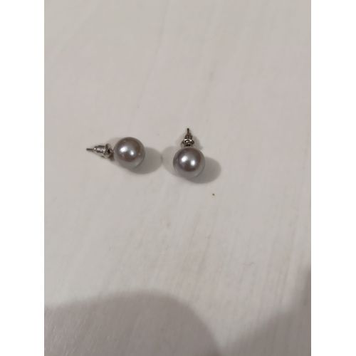 Boucles D'oreilles Fantaisie Perle Argenté