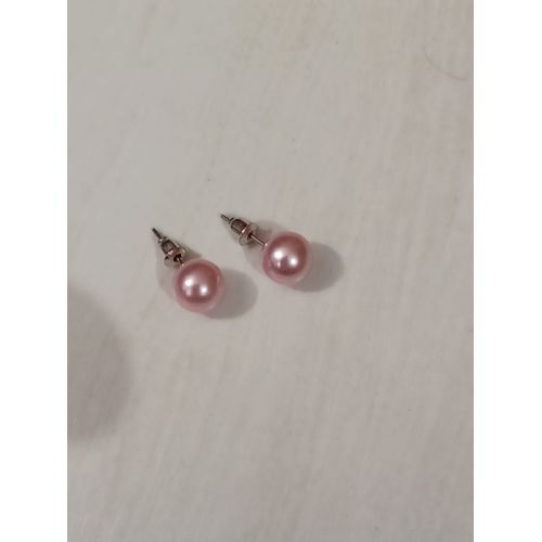 Boucles D'oreilles Fantaisie Perle Rose Clair