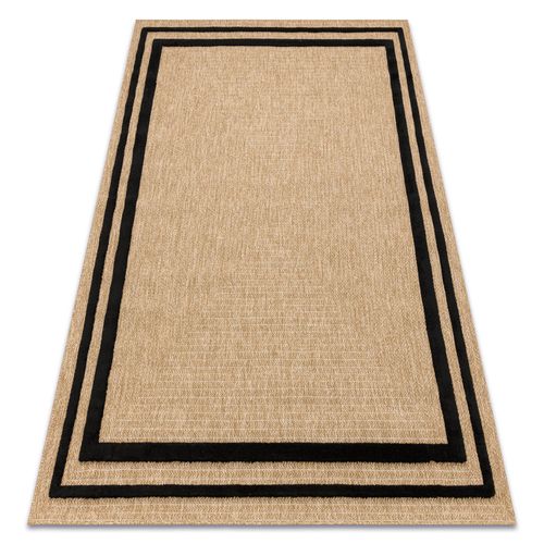 200x290 Cm Tapis Spark 0687 Beige / Noir - Cadre, Sisal, Structurel