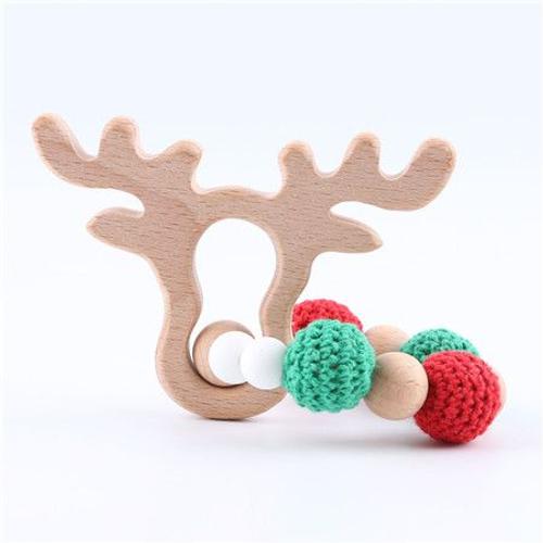 Couleur Wapiti 1 Pièce Anneau De Dentition En Bois Aniaml Cerf Sika Bricolage Bébé Bracelet Hochets En Bois De Hêtre Rongeur Crochet Perles Cadeaux Pour Enfants Produits Jouet