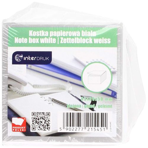 Interdruk Kospap5 Bloc Mémo 85 X 85 X 50 Mm, Blanc