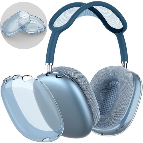 Coque de Protection en TPU Souple Housse Accessoire pour AirPods Max Casque,Anti-Rayures et Anti-poussière(Bleu Transparent)