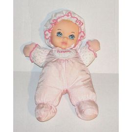 Poupée De Chiffon Playskool En Toile Vintage - Doudou Fillette Tissus Corps Rose Pouet 29 Cm