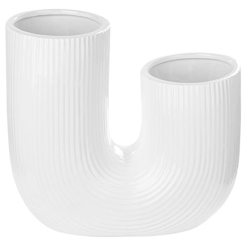 Grès Vase à fleurs 23 cm Blanc MITILINI