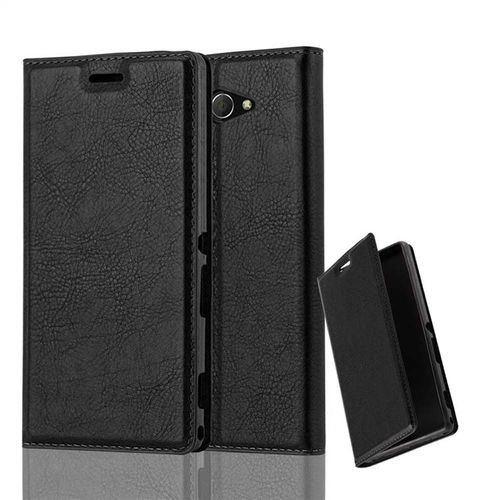 Cadorabo Housse Compatible Avec Sony Xperia M2 / M2 Aqua En Noir Nuit - Étui De Protection Avec Fermeture Magnétique, Fonction De Support Et Compartiment Pour Carte
