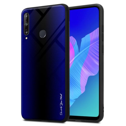 Cadorabo Housse Compatible Avec Huawei P40 Lite E - Aspect Rayé En Cobalt Violet - Coque De Protection En Silicone Tpu Et Dos En Verre Trempé