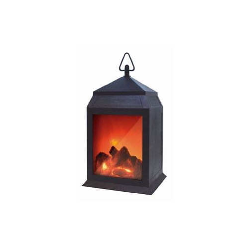 Lanterne style cheminée portable - Venteo - Noir - Adulte - Lanterne à LEDS sans fil utilisable intérieur comme extérieur