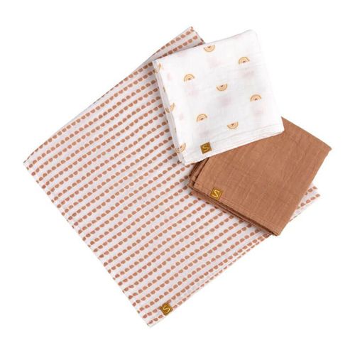 Lot De 3 Langes Coton Bio 70 X 70 Sunlight - Sauthon Baby Deco